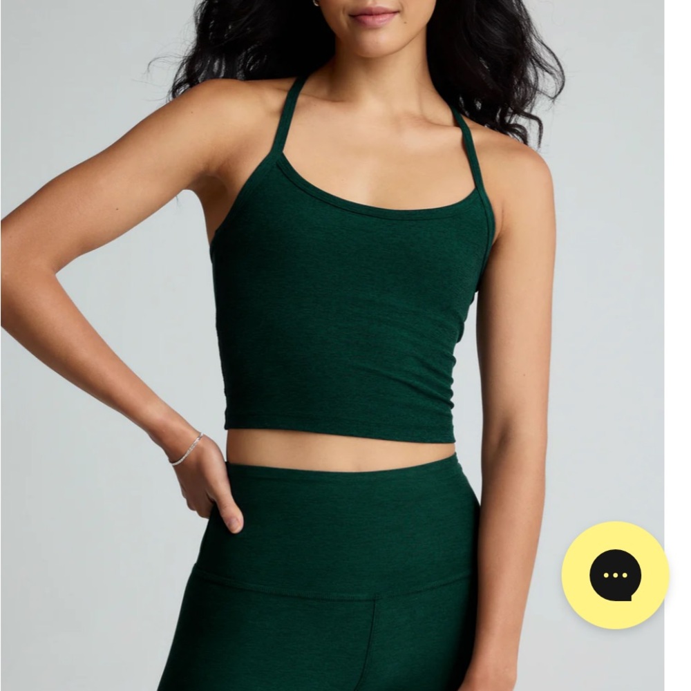 beyond yoga green leggings set. top and leggings size xs